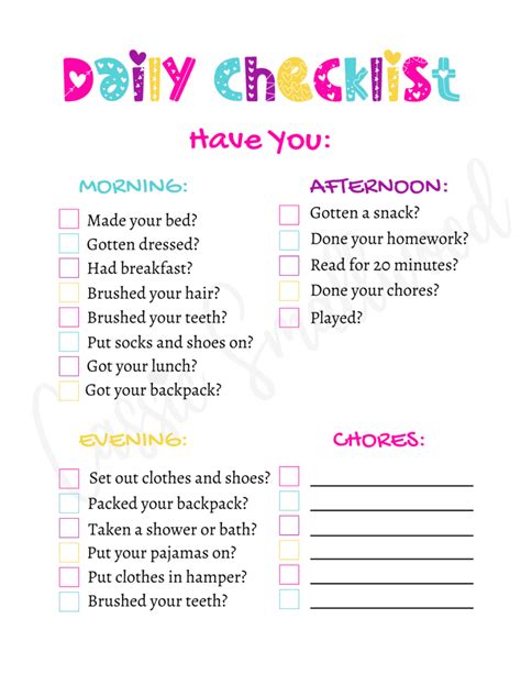 Printable Daily Routine Checklist